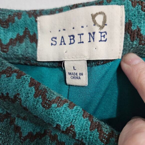 Sabine Green Chevron Knit Scalloped High Rise Pencil Skirt. Size Large. - Picture 5 of 7